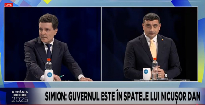 Schimb dur de replici între Nicușor Dan și George Simion, în timpul dezbaterii prezidențiale: „Simion este în alianță, la Consiliul General București, cu PSD-ul” / „Nicușor Dan ne-a făcut niște oferte interesante, cu niște directori la teatru…”
